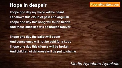 Martin Ayanbare Ayankola - Hope in despair