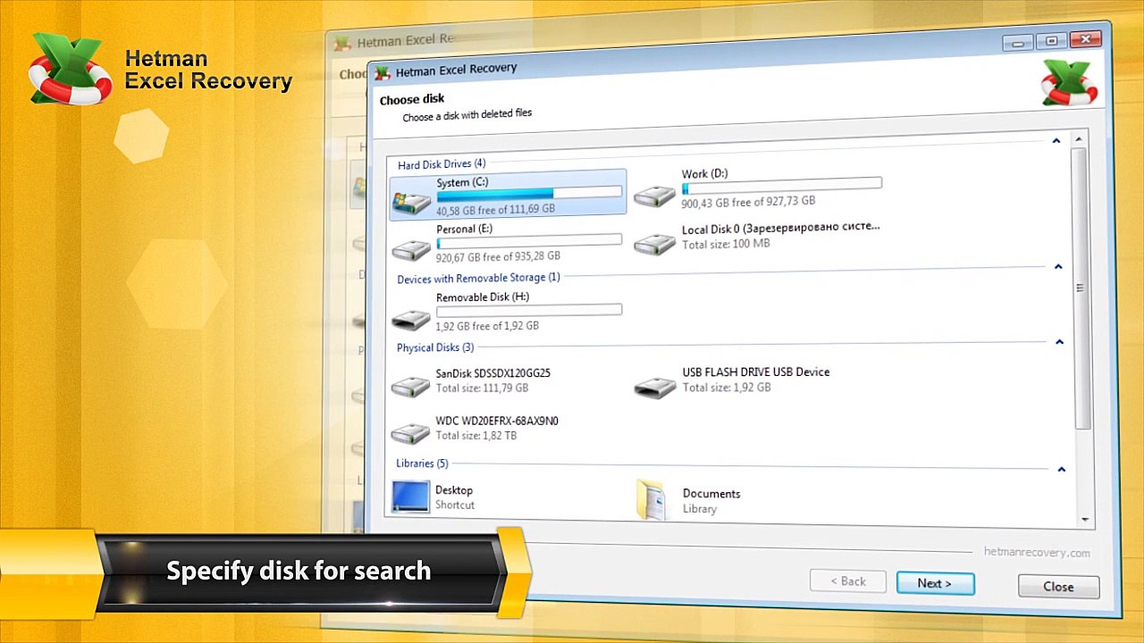 Recovering Deleted Excel (XLS, XLSX) Files with Hetman Excel Recovery
