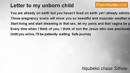 Nqubeko chase Sithole - Letter to my unborn child