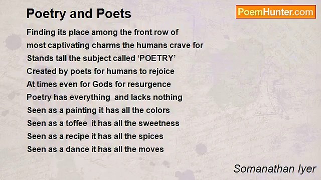 Somanathan Iyer - Poetry and Poets