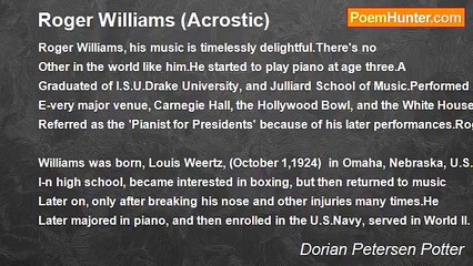 Dorian Petersen Potter - Roger Williams (Acrostic)