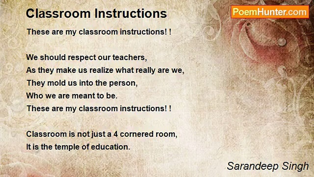 Sarandeep Singh - Classroom Instructions