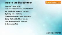 Maria Leonardo - Ode to the Marathoner