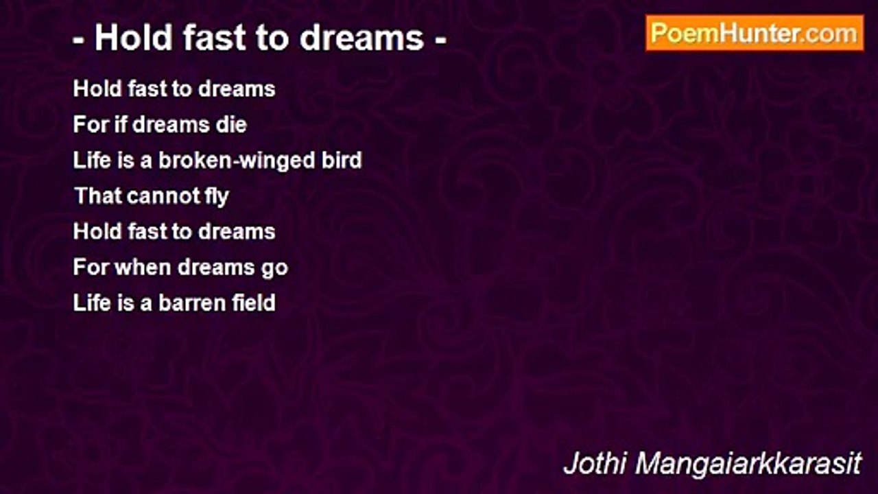 Jothi Mangaiarkkarasit - - Hold fast to dreams -
