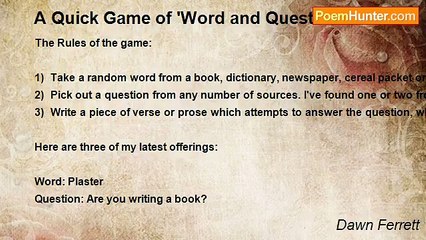 Dawn Ferrett - A Quick Game of 'Word and Question'