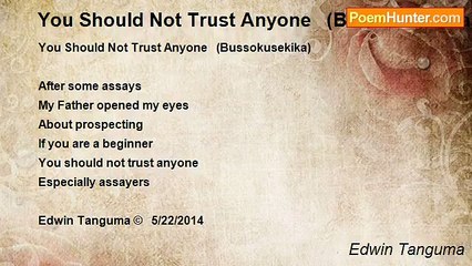 Edwin Tanguma - You Should Not Trust Anyone   (Bussokusekika)