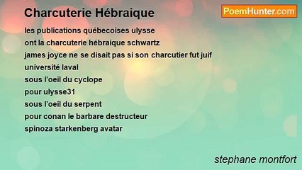 stephane montfort - Charcuterie Hébraique