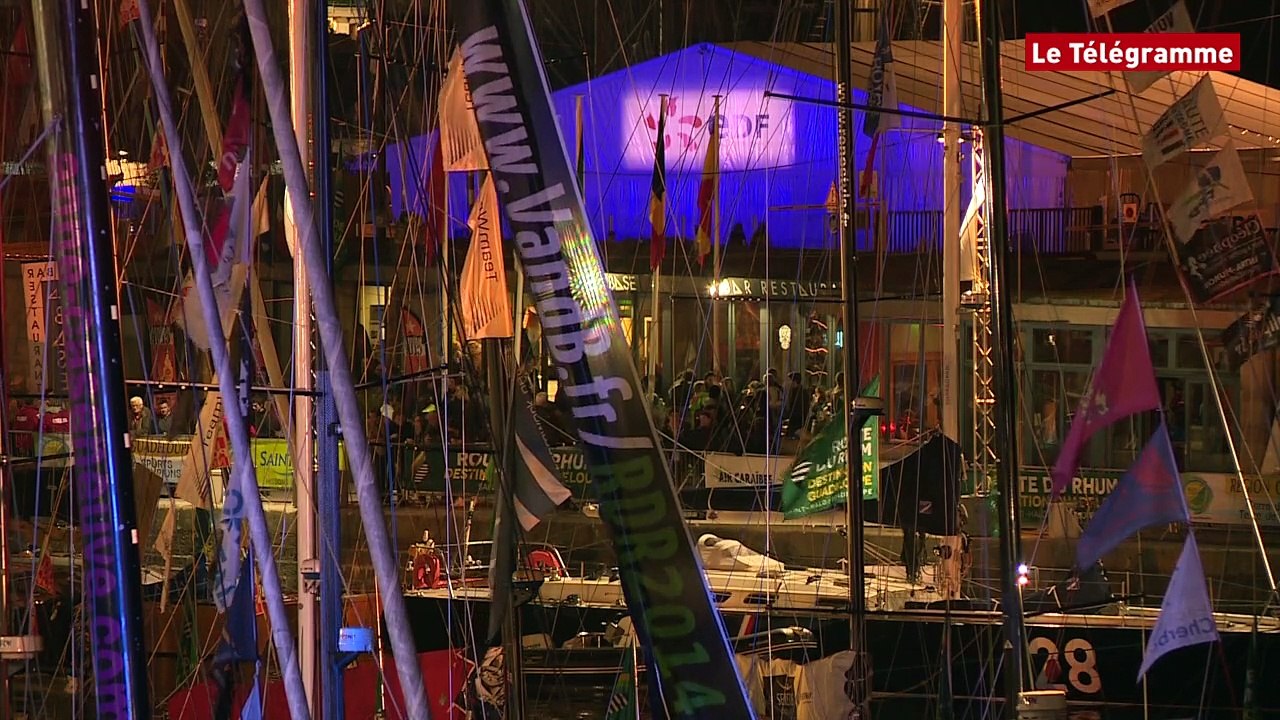 Route du Rhum - Destination Guadeloupe : le survol des bassins malouins - le port la nuit