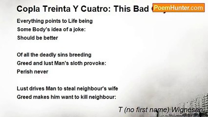 T (no first name) Wignesan - Copla Treinta Y Cuatro: This Bad Guy World