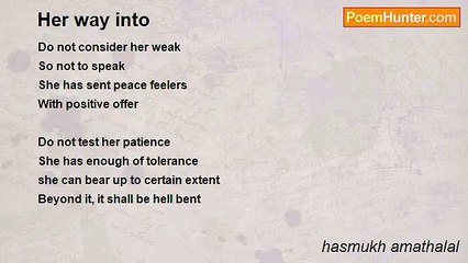 hasmukh amathalal - Her way into