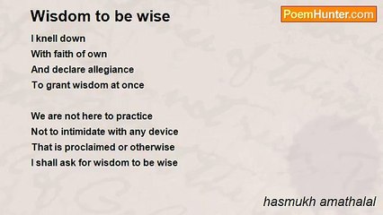 hasmukh amathalal - Wisdom to be wise