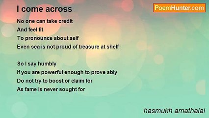 hasmukh amathalal - I come across