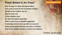 Geetha Jayakumar - Poem Baked In An Oven!