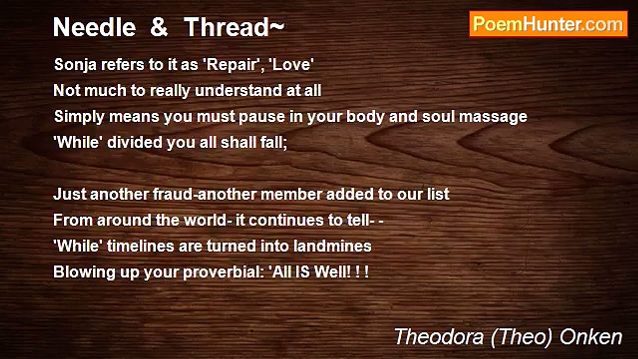 Theodora (Theo) Onken - Needle  &  Thread~