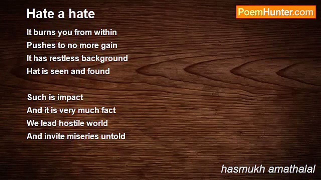 hasmukh amathalal - Hate a hate