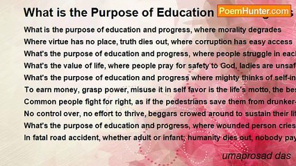 umaprosad das - What is the Purpose of Education and Progress