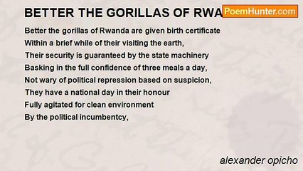 alexander opicho - BETTER THE GORILLAS OF RWANDA