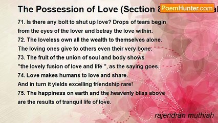 rajendran muthiah - The Possession of Love (Section 8 of Thirukural)