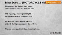 Bri Edwards - Biker Days....  [MOTORCYCLE riding; VERY SHORT; inspired by 'Mandolyn'; not personal]