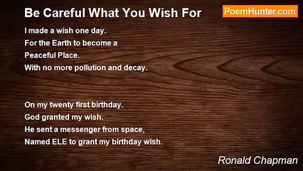 Ronald Chapman - Be Careful What You Wish For