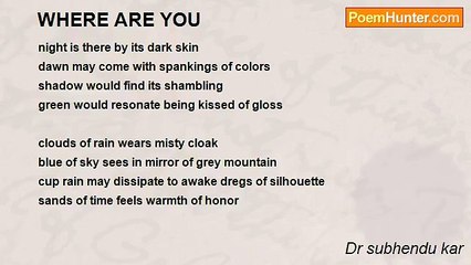 Dr subhendu kar - WHERE ARE YOU