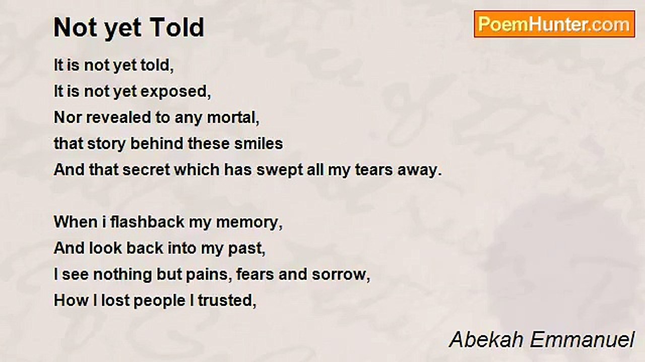 Abekah Emmanuel - Not yet Told