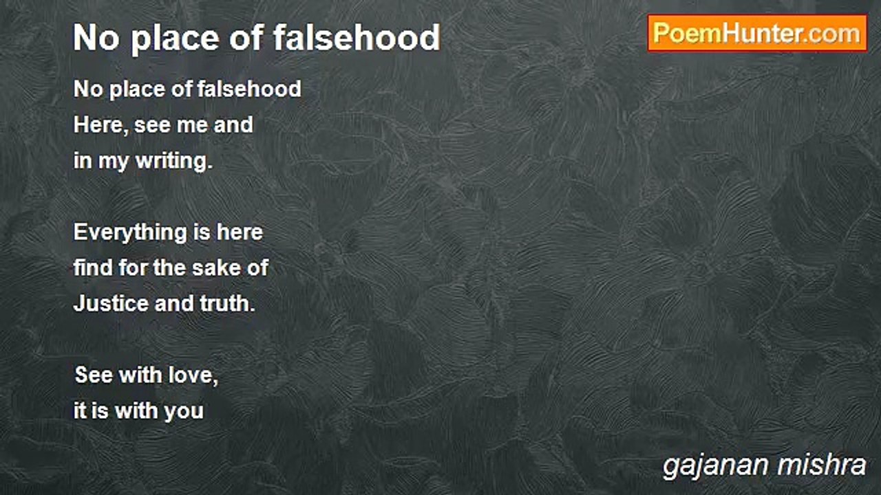 gajanan mishra - No place of falsehood