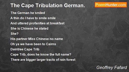 Geoffrey Fafard - The Cape Tribulation German.
