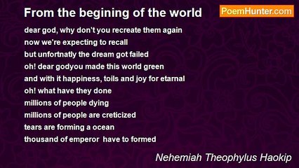 Nehemiah Theophylus Haokip - From the begining of the world
