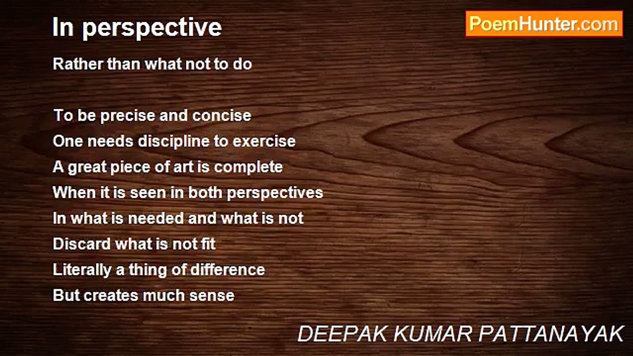 DEEPAK KUMAR PATTANAYAK - In perspective