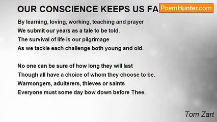 Tom Zart - OUR CONSCIENCE KEEPS US FAITHFUL