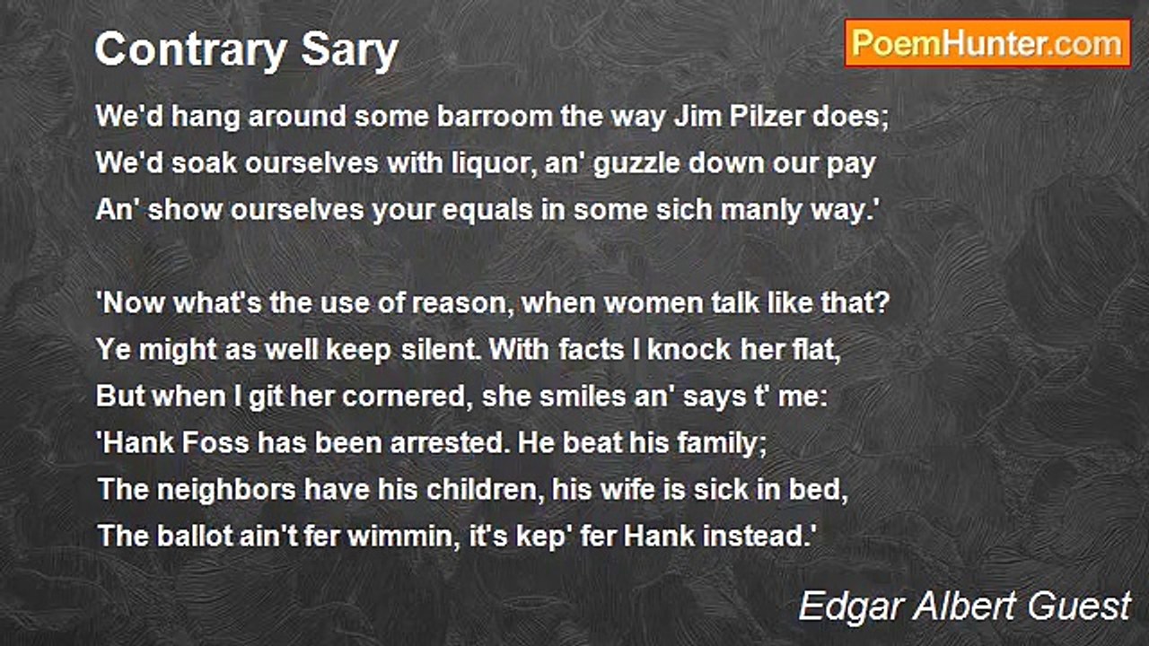 Edgar Albert Guest - Contrary Sary