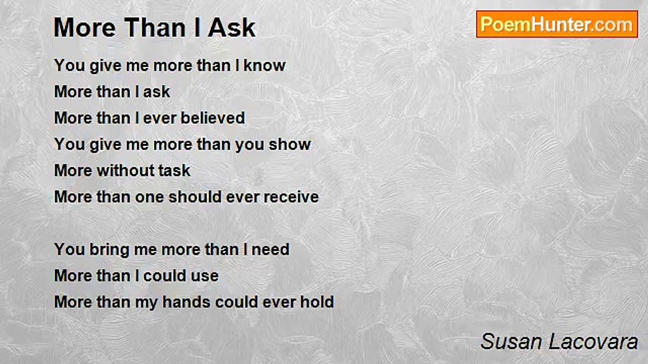 Susan Lacovara - More Than I Ask