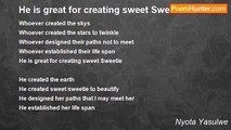 Nyota Yasulwe - He is great for creating sweet Sweetie