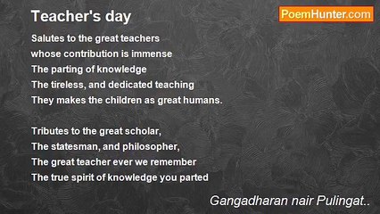 Gangadharan nair Pulingat.. - Teacher's day
