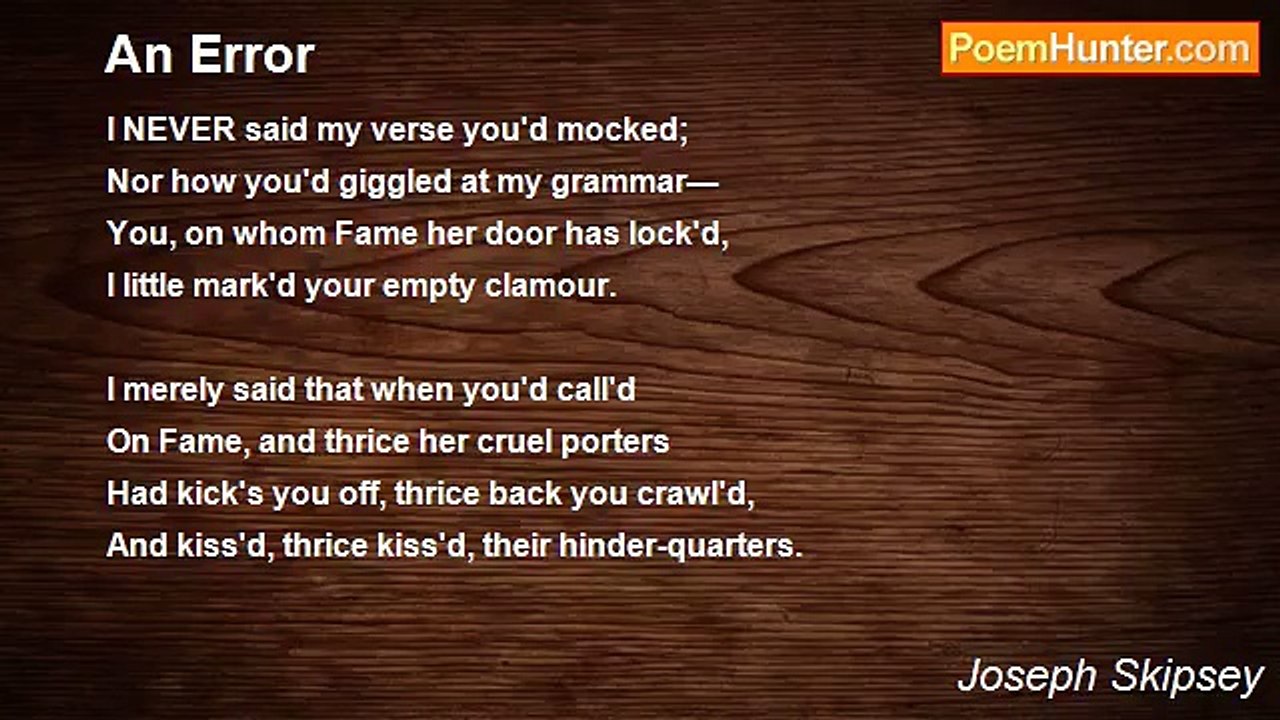 Joseph Skipsey - An Error
