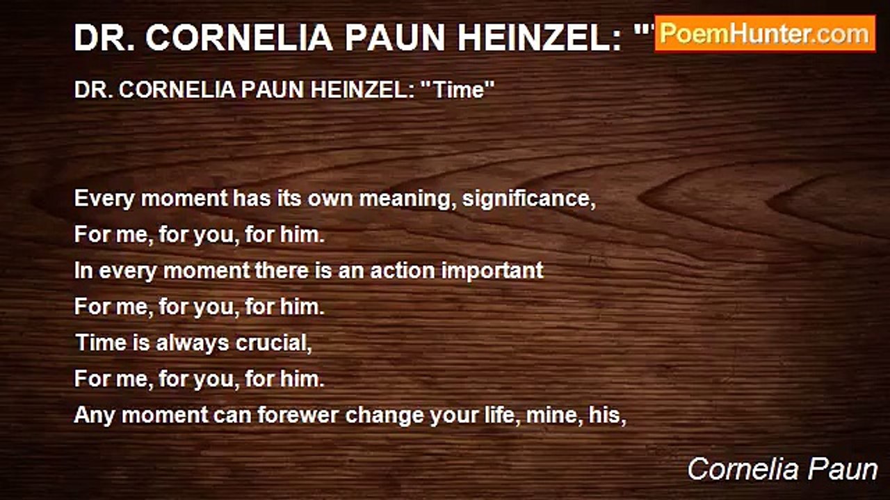 Cornelia Paun - DR. CORNELIA PAUN HEINZEL: "Time"