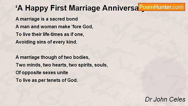 Dr John Celes - ‘A Happy First Marriage Anniversary! '