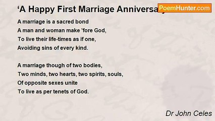 Dr John Celes - ‘A Happy First Marriage Anniversary! '