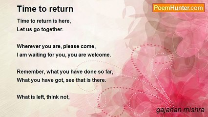 gajanan mishra - Time to return