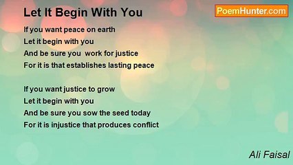 Ali Faisal - Let It Begin With You