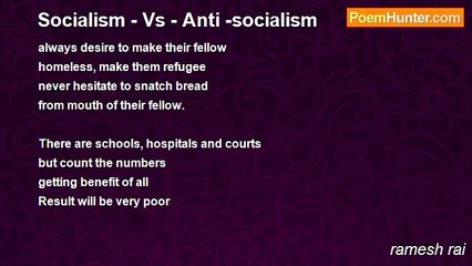 ramesh rai - Socialism - Vs - Anti -socialism