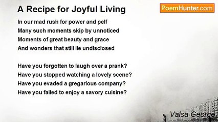 Valsa George - A Recipe for Joyful Living