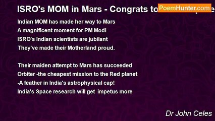 Dr John Celes - ISRO's MOM in Mars - Congrats to Indian Space Scientists