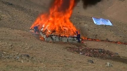 Download Video: Giant haul of illegal drugs go up in flames in Afghanistan