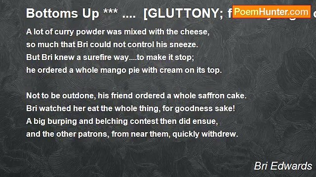 Bri Edwards - Bottoms Up *** .... [GLUTTONY; friendly night out; hangovers etc.; almost more than SHORT; HUMOR]