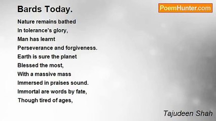 Tajudeen Shah - Bards Today.