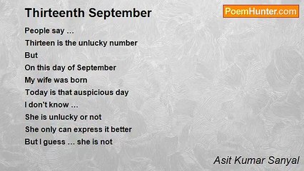 Asit Kumar Sanyal - Thirteenth September