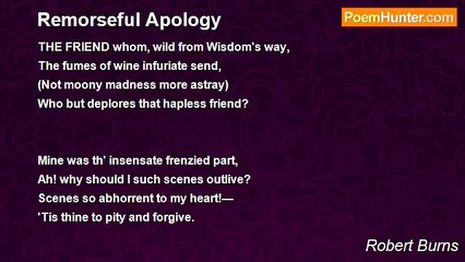 Robert Burns - Remorseful Apology