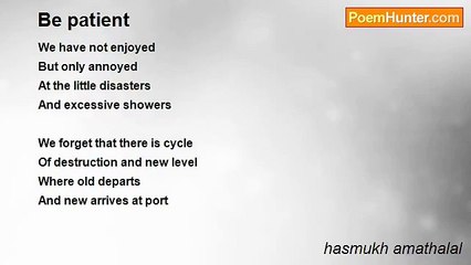 hasmukh amathalal - Be patient